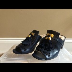 Louise et Cie preppy tassel mules navy blue heels